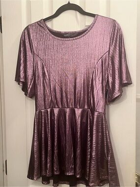 LuLaRoe Metallic Purple High-Low Peplum Dress